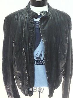 DIESEL Leather Motorcycle Jacket Green Sheepskin Moto Slim Mens XL fits L $698