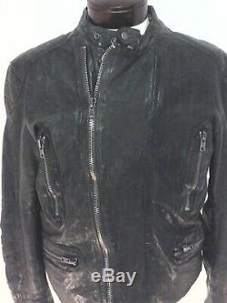 DIESEL Leather Motorcycle Jacket Green Sheepskin Moto Slim Mens XL fits L $698