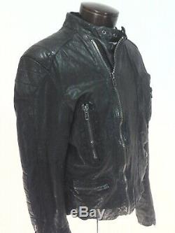 DIESEL Leather Motorcycle Jacket Green Sheepskin Moto Slim Mens XL fits L $698