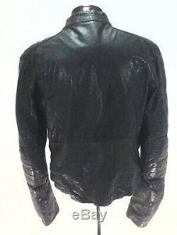 DIESEL Leather Motorcycle Jacket Green Sheepskin Moto Slim Mens XL fits L $698