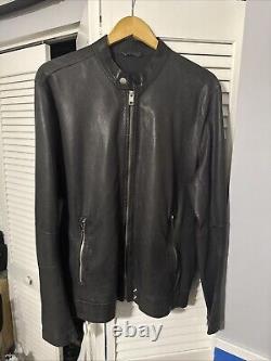 DIESEL MENS BLACK LEATHER MORORCYCLE JACKET SIZE XL 100% Sheepskin Leather