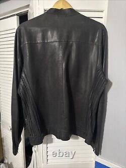 DIESEL MENS BLACK LEATHER MORORCYCLE JACKET SIZE XL 100% Sheepskin Leather