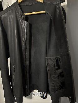 DIESEL MENS BLACK LEATHER MORORCYCLE JACKET SIZE XL 100% Sheepskin Leather