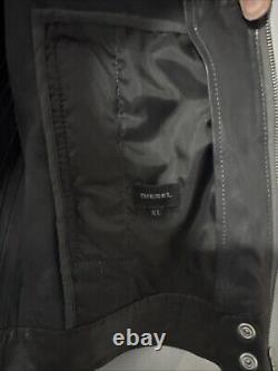 DIESEL MENS BLACK LEATHER MORORCYCLE JACKET SIZE XL 100% Sheepskin Leather