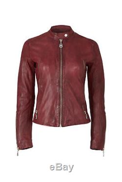DOMA Red Women's Size Medium M Zip Pocket Motorcycle Leather Jacket $690- #637