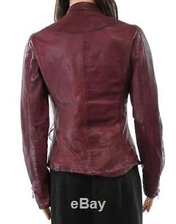 DOMA Red Women's Size Medium M Zip Pocket Motorcycle Leather Jacket $690- #637