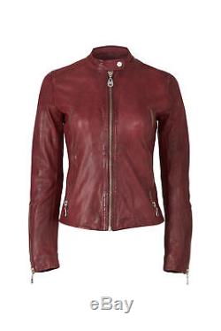 DOMA Red Women's Size Medium M Zip Trim Motorcycle Leather Jacket $690- #210