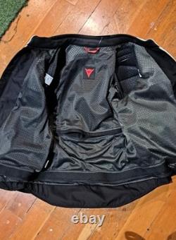 Dainese Motorcycle Jacket Perforated Leather w Liner Black White Neon Armored S