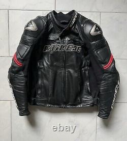 Dainese Motorcycle Leather Jacket Medium 50 Black Red Mens Armored G2 Protector