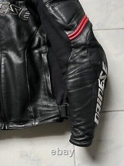 Dainese Motorcycle Leather Jacket Medium 50 Black Red Mens Armored G2 Protector