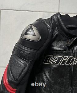 Dainese Motorcycle Leather Jacket Medium 50 Black Red Mens Armored G2 Protector