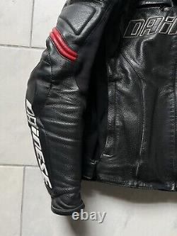 Dainese Motorcycle Leather Jacket Medium 50 Black Red Mens Armored G2 Protector
