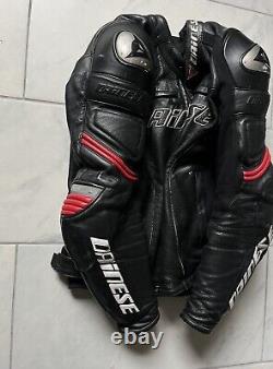 Dainese Motorcycle Leather Jacket Medium 50 Black Red Mens Armored G2 Protector