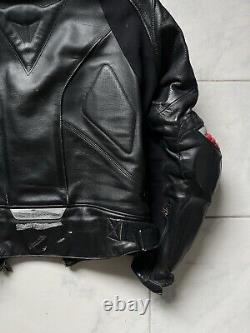 Dainese Motorcycle Leather Jacket Medium 50 Black Red Mens Armored G2 Protector