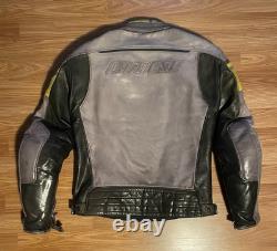 Dainese Racing C2 Leather Motorcycle Jacket CE Armored Vented sz S/M grey
