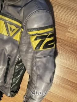 Dainese Racing C2 Leather Motorcycle Jacket CE Armored Vented sz S/M grey