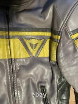Dainese Racing C2 Leather Motorcycle Jacket CE Armored Vented sz S/M grey