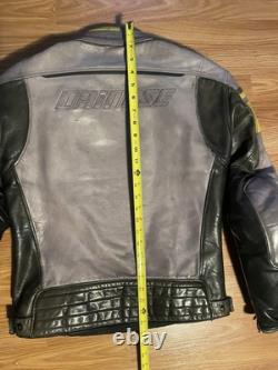 Dainese Racing C2 Leather Motorcycle Jacket CE Armored Vented sz S/M grey