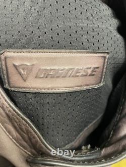 Dainese Racing C2 Leather Motorcycle Jacket CE Armored Vented sz S/M grey