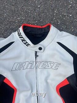 Dainese Women's Motorcycle Jacket Size 52 White Black Red Leather