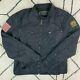 Denim & Supply Ralph Lauren Moto Jacket Biker Bomber USA Flag Men XL Slim Black
