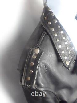 Diamond Leather Collection Motorcycle Jacket Studded pockets collar belt L a13