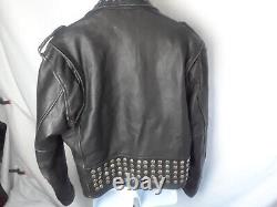 Diamond Leather Collection Motorcycle Jacket Studded pockets collar belt L a13