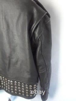 Diamond Leather Collection Motorcycle Jacket Studded pockets collar belt L a13