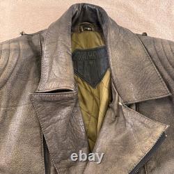 Diamond Leather Distressed Brown Biker Motorcycle Padded Belted Jacket Sz XL