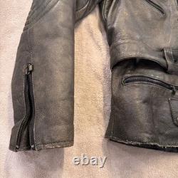 Diamond Leather Distressed Brown Biker Motorcycle Padded Belted Jacket Sz XL
