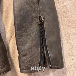 Diamond Leather Distressed Brown Biker Motorcycle Padded Belted Jacket Sz XL