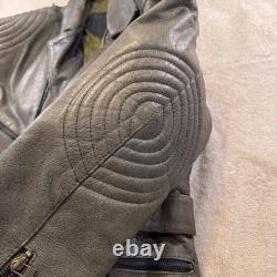 Diamond Leather Distressed Brown Biker Motorcycle Padded Belted Jacket Sz XL