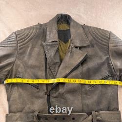 Diamond Leather Distressed Brown Biker Motorcycle Padded Belted Jacket Sz XL