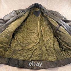 Diamond Leather Distressed Brown Biker Motorcycle Padded Belted Jacket Sz XL