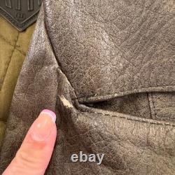 Diamond Leather Distressed Brown Biker Motorcycle Padded Belted Jacket Sz XL