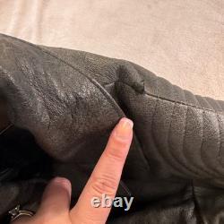Diamond Leather Distressed Brown Biker Motorcycle Padded Belted Jacket Sz XL