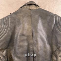 Diamond Leather Distressed Brown Biker Motorcycle Padded Belted Jacket Sz XL