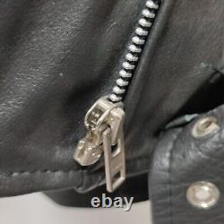 Diamond Real Leather Vintage 80s Studded Jacket Zip Up Semi Cropped Belt Small