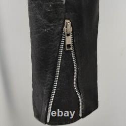 Diamond Real Leather Vintage 80s Studded Jacket Zip Up Semi Cropped Belt Small