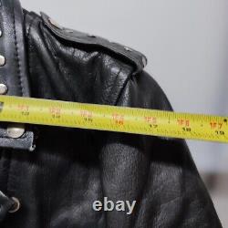 Diamond Real Leather Vintage 80s Studded Jacket Zip Up Semi Cropped Belt Small