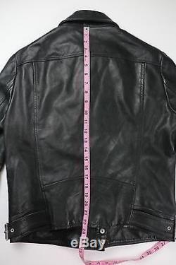 Diesel Black Gold Mens Black Leather Motorcycle Jacket Size 48 $1495 ITALY
