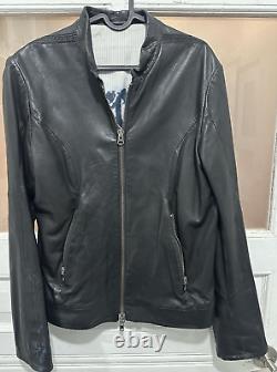 Diesel Black Gold Mens Leather Motorcycle Jacket Size M 100% Leather Mint Cond