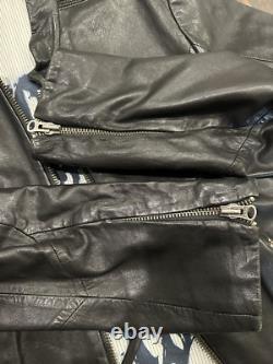 Diesel Black Gold Mens Leather Motorcycle Jacket Size M 100% Leather Mint Cond