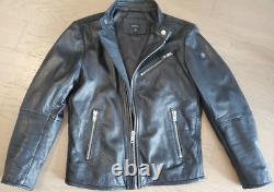 Diesel Men's Black Leather Jacket (Cafe Racer Style) Size M