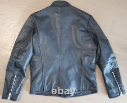 Diesel Men's Black Leather Jacket (Cafe Racer Style) Size M