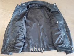 Diesel Men's Black Leather Jacket (Cafe Racer Style) Size M