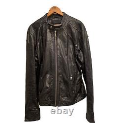 Diesel Mens Black Sheepskin Moto Leather Jacket 100% Authentic Size L Euc