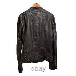 Diesel Mens Black Sheepskin Moto Leather Jacket 100% Authentic Size L Euc