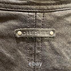 Diesel Mens Black Sheepskin Moto Leather Jacket 100% Authentic Size L Euc