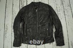 Diesel Mens Jacket Black Biker Sheep Leather Sheepskin 100% Authentic Size L